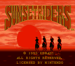 Sunset Riders (Europe) Title Screen